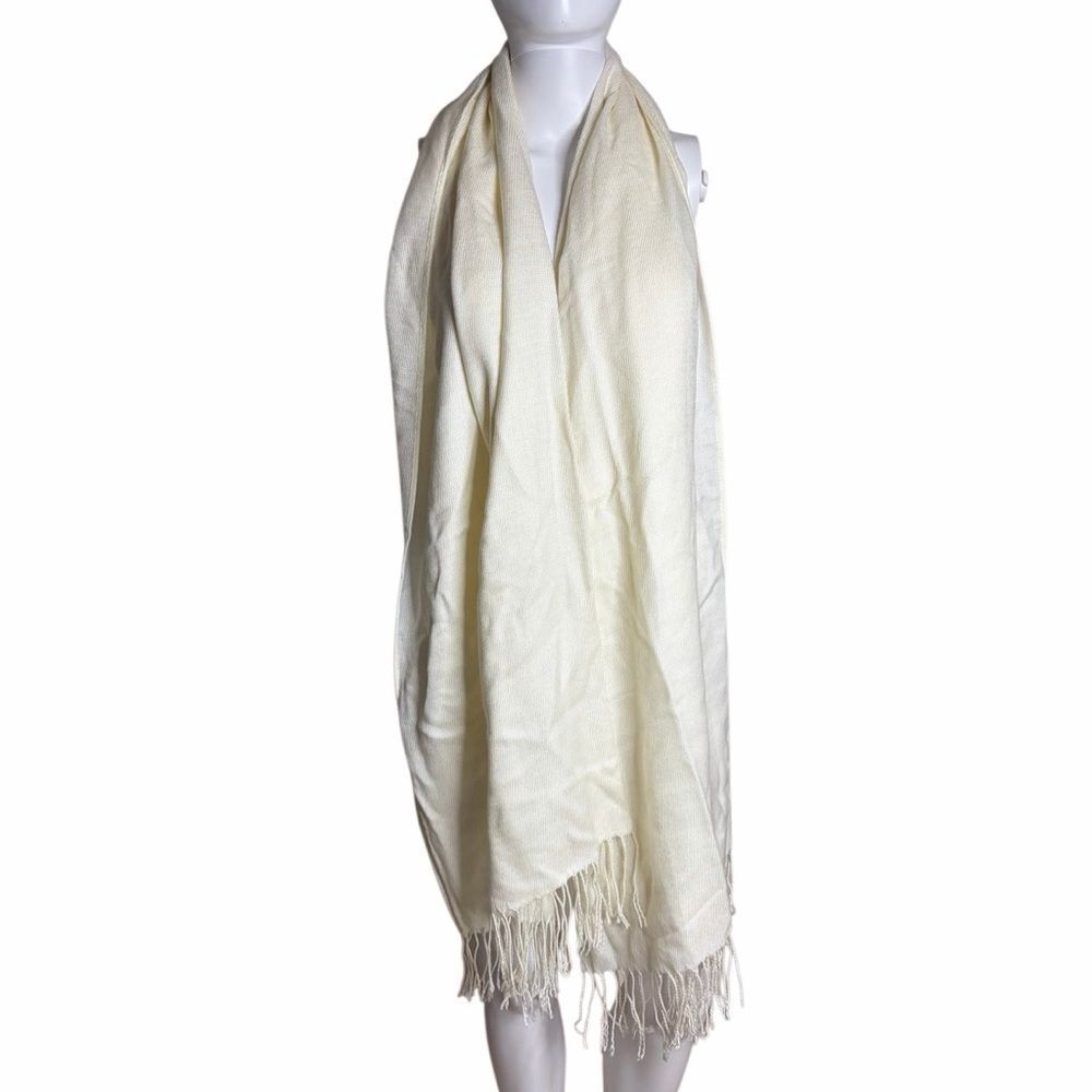 Elegant Cream Scarf with Fringe